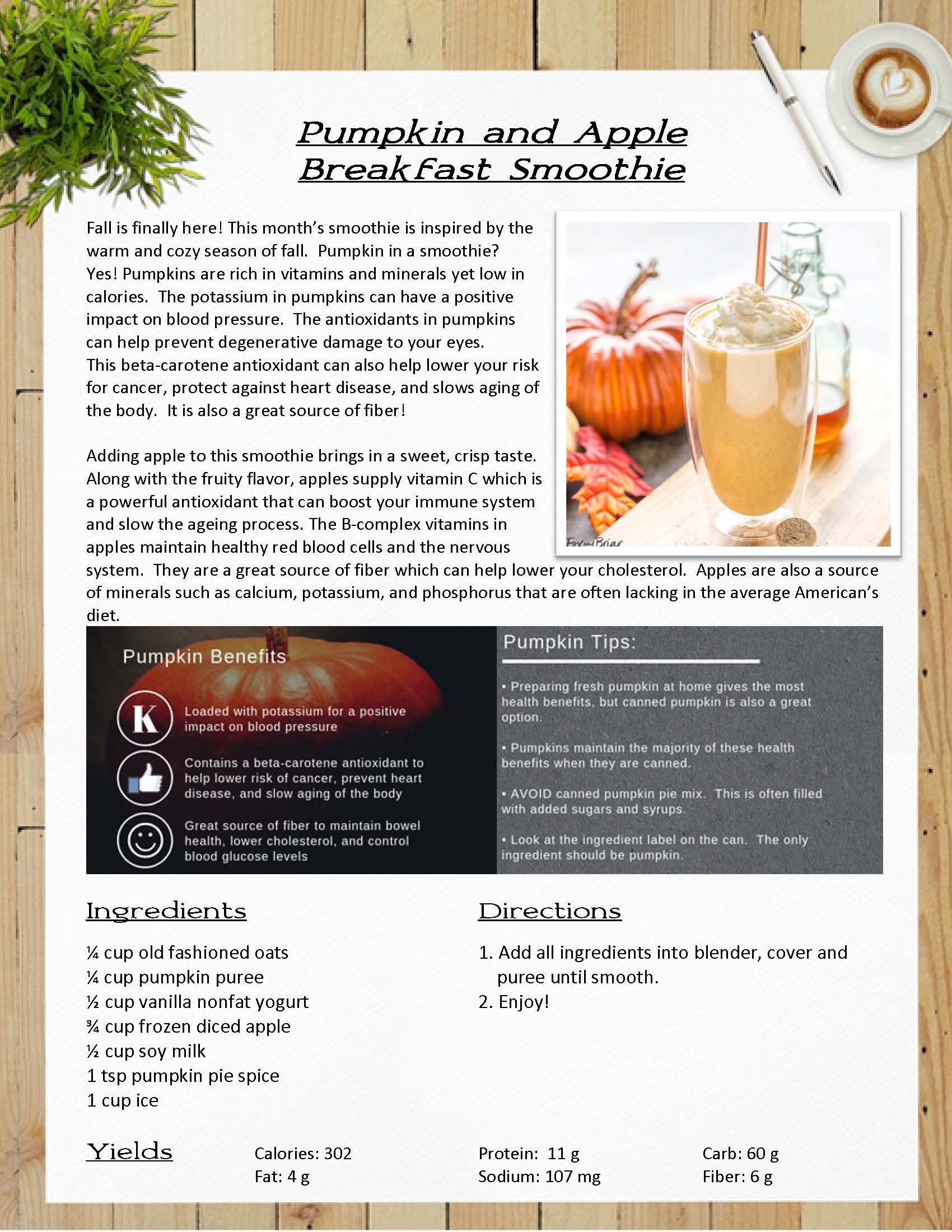 Pumpkin & Apple Breakfast Smoothie